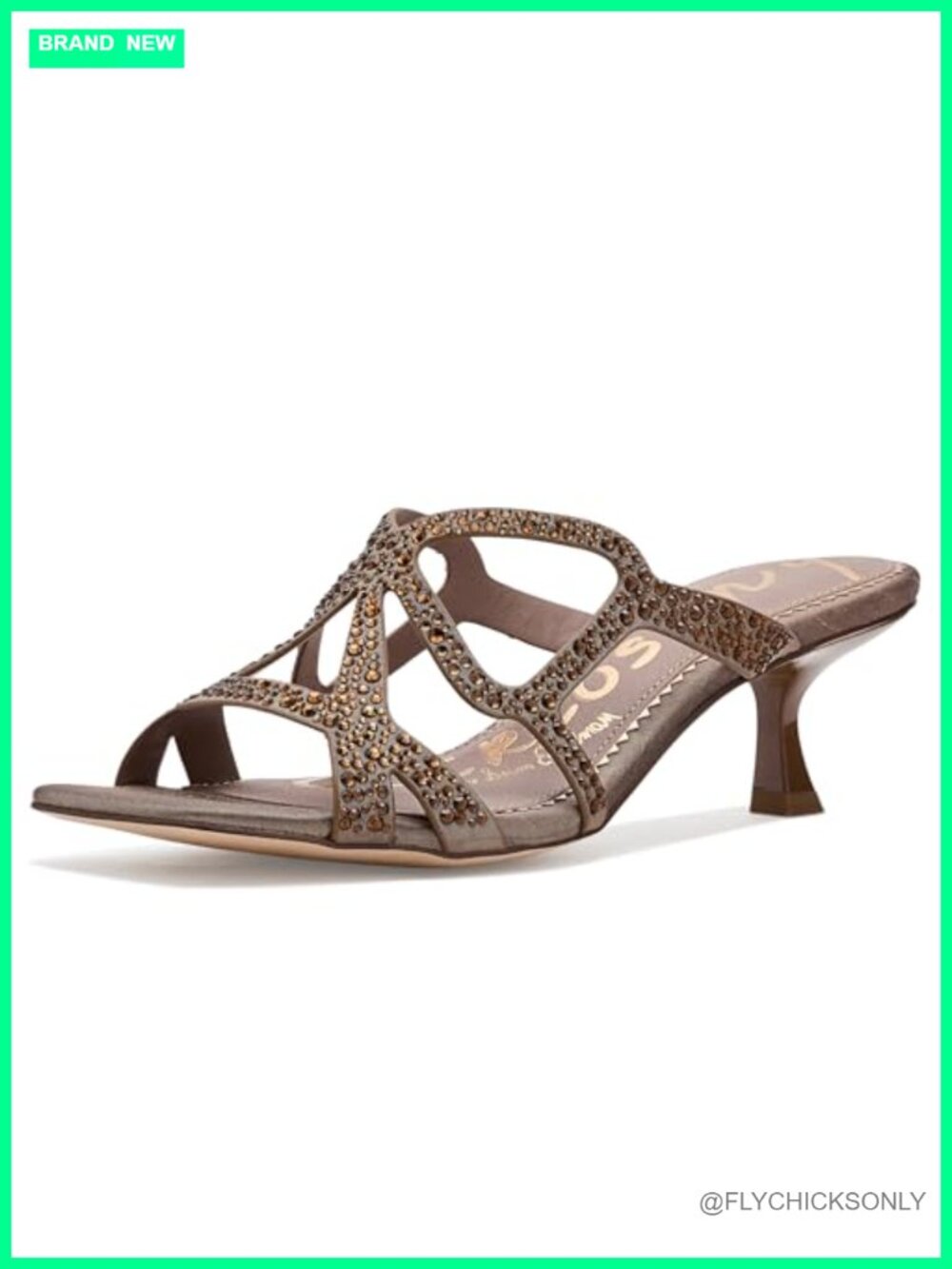 Embellished Kitten Heel Slingback Sandals Open Toe Dressy Slide